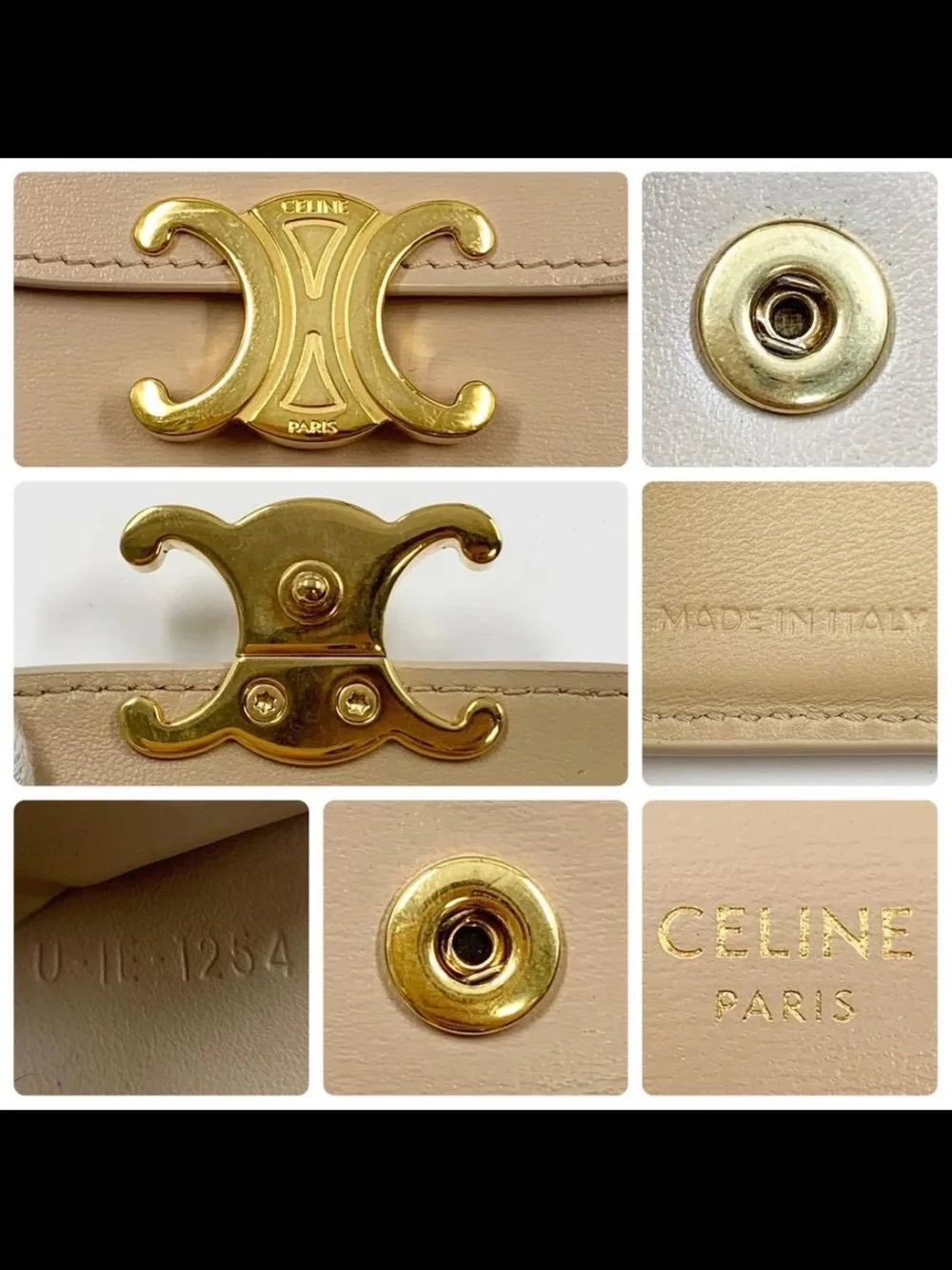 CELINE Small Triomphe Wallet in Light Beige with Gold Hardware